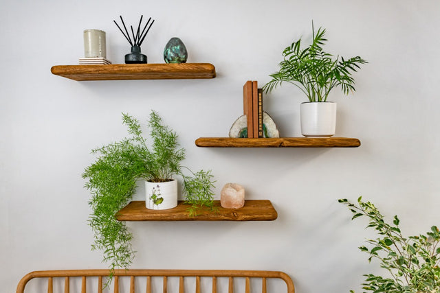 Thin Rustic Reclaimed Style– Dark Oak Shelves – cottage-beams.com