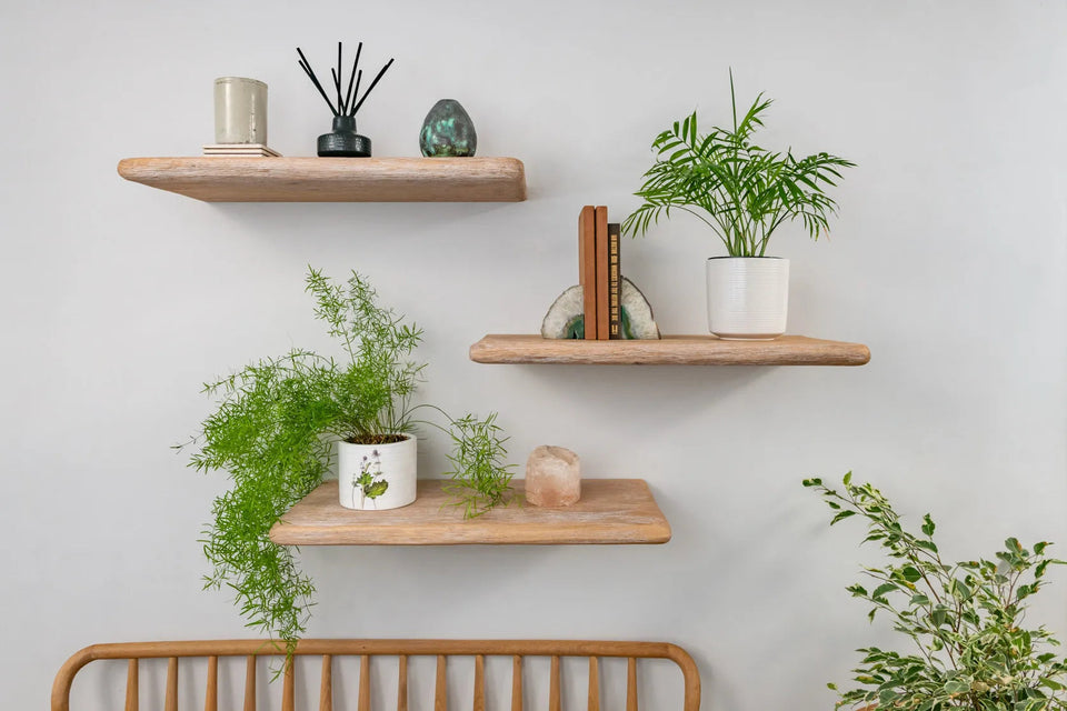 Thin Rustic Reclaimed Style– White Oak Shelves For Plasterboard Walls ...